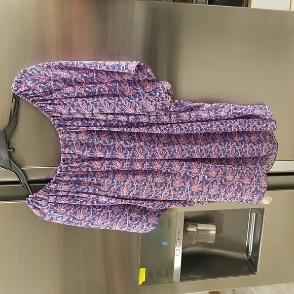 💕TRINA TURK💕 Chiffon Flounce Short Sleeve Blouse Tassels ~ Micro Floral Print - Picture 2 of 9